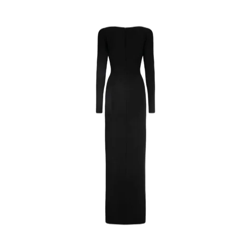 Monot Padded-Shoulder Slit Dress