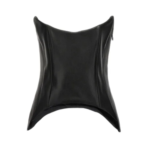 Monot Asymmetric Leather Bustier Top