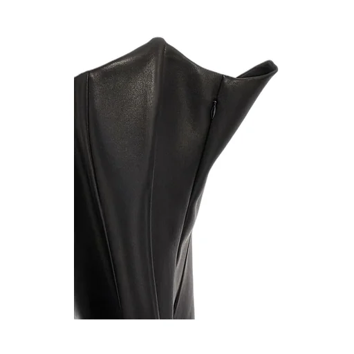 Monot Asymmetric Leather Bustier Top