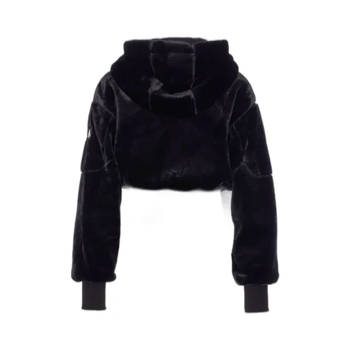 Moose Knuckles Logo Patch Faux Fur Jacket
