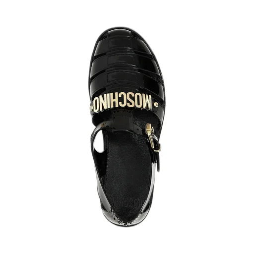 Moschino Logo Plaque Buckled Sandals