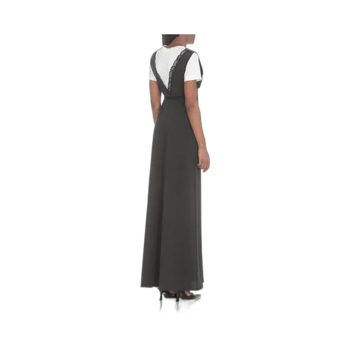 Moschino Logo-Printed V-Neck Layered Maxi Dress
