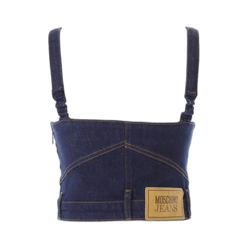 Moschino Jeans Logo Patch Sleeveless Denim Top