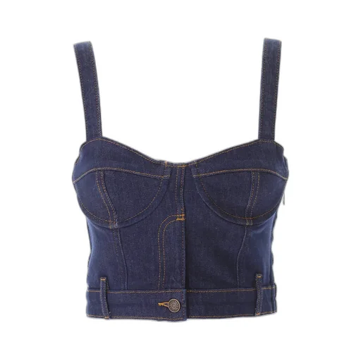 Moschino Jeans Logo Patch Sleeveless Denim Top