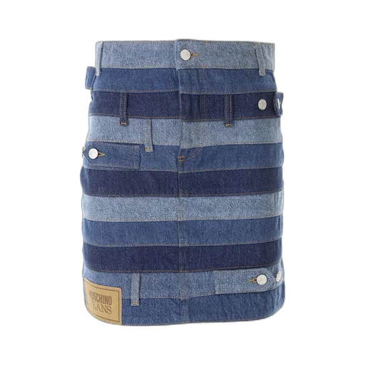 Moschino Jeans Logo Patch Panelled Denim Skirt