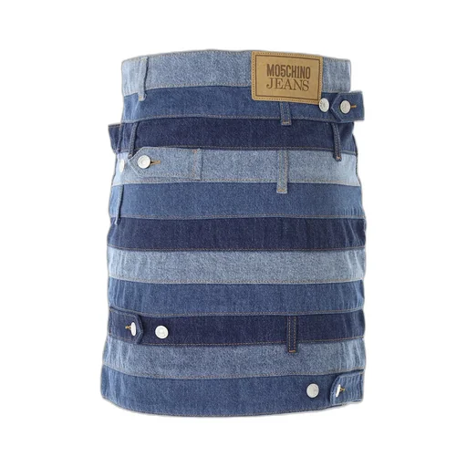 Moschino Jeans Logo Patch Panelled Denim Skirt