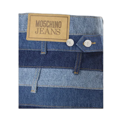 Moschino Jeans Logo Patch Panelled Denim Skirt