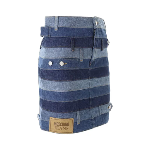 Moschino Jeans Logo Patch Panelled Denim Skirt