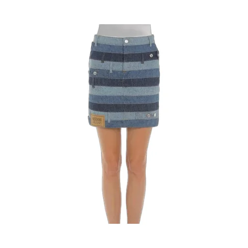 Moschino Jeans Logo Patch Panelled Denim Skirt