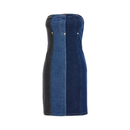 Moschino Jeans Off-Shoulder Layered Denim Dress