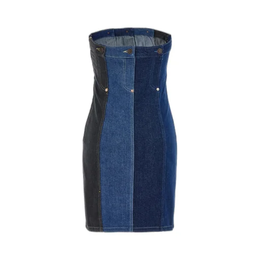 Moschino Jeans Off-Shoulder Layered Denim Dress