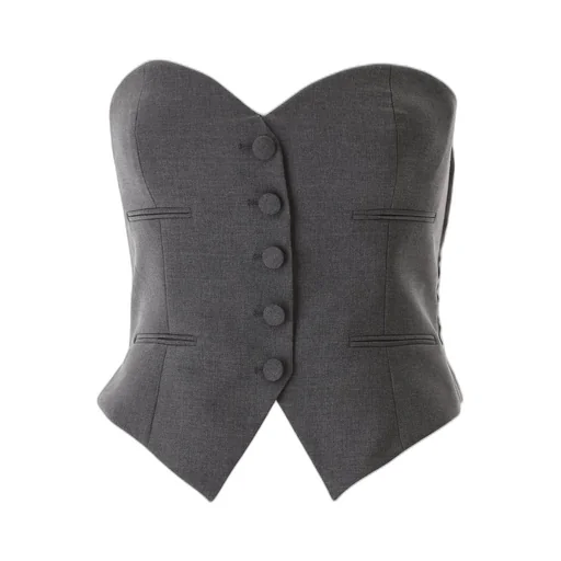Moschino Strapless Cropped Sweetheart-Neck Vest