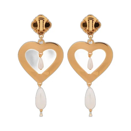 Moschino Heart-Shaped Clip-On Embellished Earrings