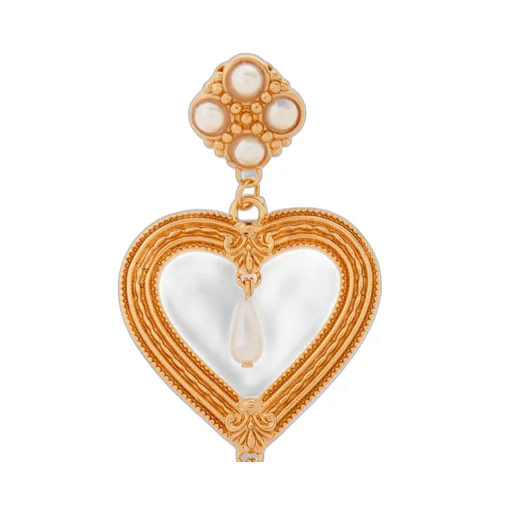 Moschino Heart-Shaped Clip-On Embellished Earrings