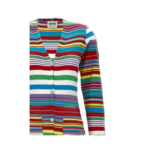 Moschino Jeans Striped Knit Long Cardigan