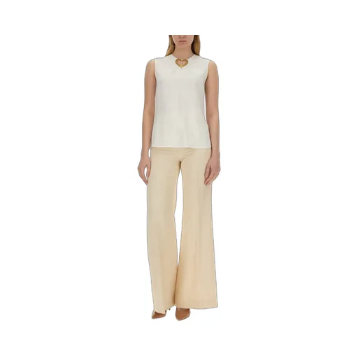 Moschino Heart Cut-Out Embellished Sleeveless Blouse