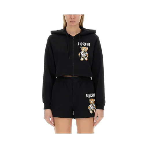 Moschino Teddy Bear Logo Cropped Hoodie