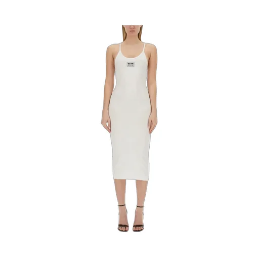 Moschino Jeans Logo Patch Sleeveless Ribbed Midi Dress
