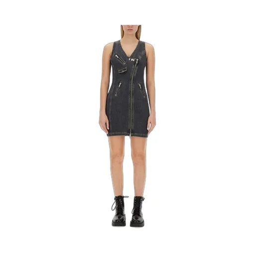Moschino Jeans Zip Detailed Mini Denim Dress