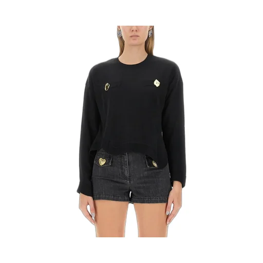 Moschino Asymmetric Hem Crewneck Knitted Jumper