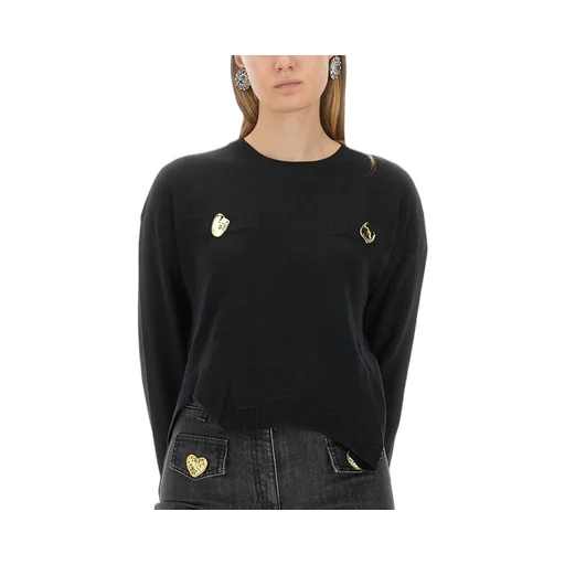 Moschino Asymmetric Hem Crewneck Knitted Jumper
