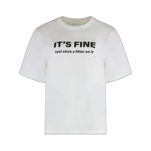 Victoria Beckham Slogan Print Crew Neck T-Shirt