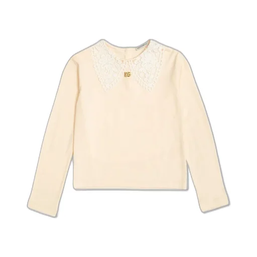Dolce & Gabbana Kids Lace-Detailed Logo Detail T-Shirt