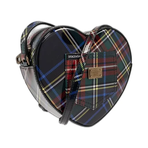 Dolce & Gabbana Kids Tartan Printed Heart Shaped Shoulder Bag