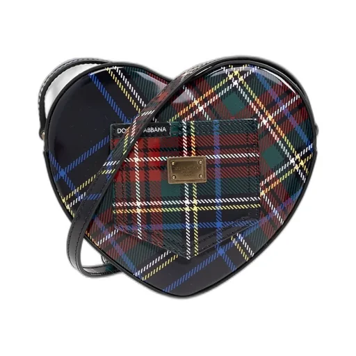 Dolce & Gabbana Kids Tartan Printed Heart Shaped Shoulder Bag