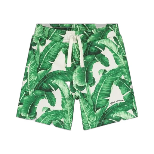 Dolce & Gabbana Kids Leaf-Printed Drawstring Shorts