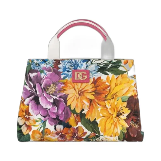 Dolce & Gabbana Kids Floral-Printed Logo Plaque Tote Bag