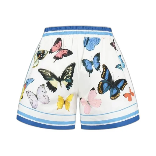 Dolce & Gabbana Kids Butterfly Printed Striped Poplin Pajama Shorts