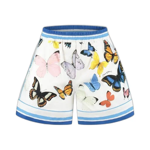 Dolce & Gabbana Kids Butterfly Printed Striped Poplin Pajama Shorts