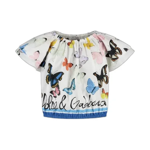Dolce & Gabbana Kids Butterfly Printed Poplin Top