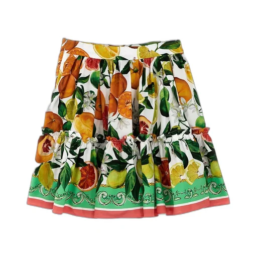 Dolce & Gabbana Kids Fruit Printed Pleated Skirt
