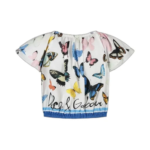 Dolce & Gabbana Kids Butterfly Printed Poplin Top