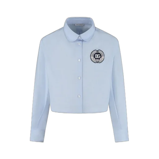 Dolce & Gabbana Kids Logo Patch Cropped Shirt
