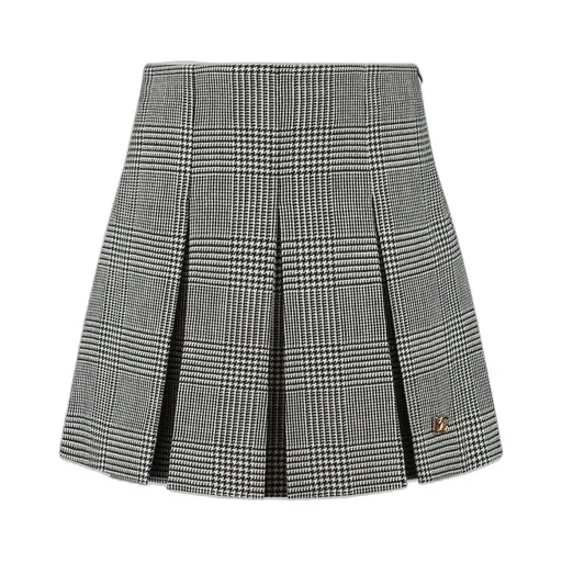 Dolce & Gabbana Kids Logo Plaque Glen Plaid Skirt
