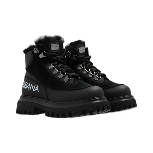 Dolce & Gabbana Kids Logo Printed Lace-Up Boots