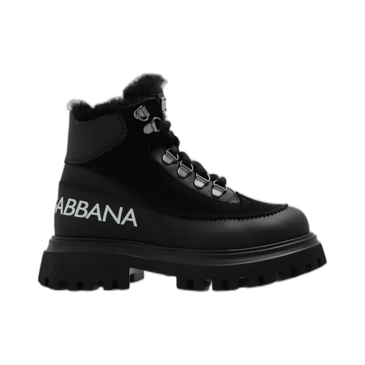 Dolce & Gabbana Kids Logo Printed Lace-Up Boots