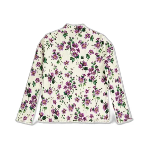 Dolce & Gabbana Kids Violets-Print Ribbed Turtleneck Jumper