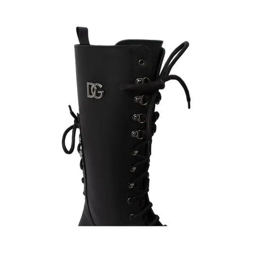 Dolce & Gabbana Kids Logo-Plaque Lace-Up Boots