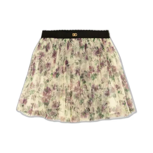Dolce & Gabbana Kids Floral Printed Tulle Skirt