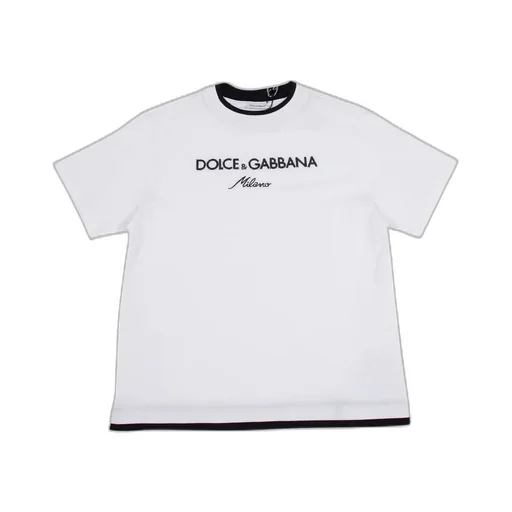 Dolce & Gabbana Kids Logo Embroidered Crewneck T-Shirt