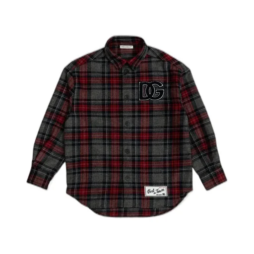 Dolce & Gabbana Kids Plaid-Check Curved Hem Shirt