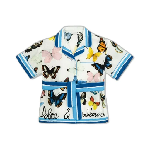 Dolce & Gabbana Kids Butterfly-Print Poplin Shirt