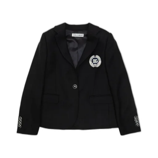 Dolce & Gabbana Kids V-Neck Logo Patch Blazer