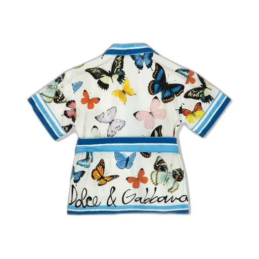 Dolce & Gabbana Kids Butterfly-Print Poplin Shirt