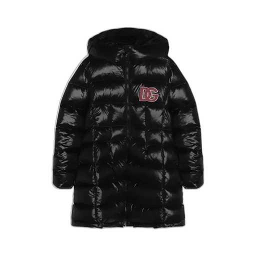 Dolce & Gabbana Kids Logo Patch Hooded Coat