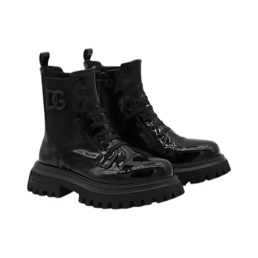 Dolce & Gabbana Kids Logo Plaque Lace-Up Boots